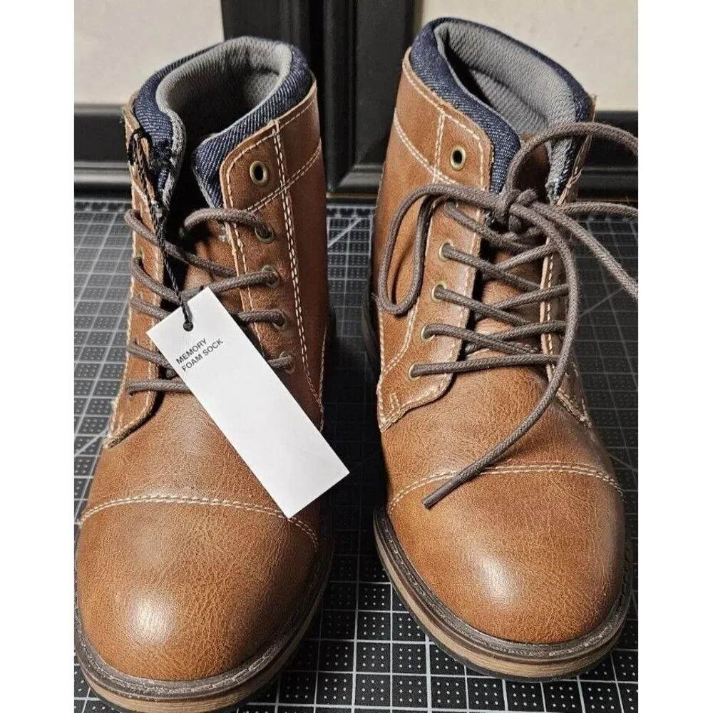Sonoma Goods for LIfe Protector boys' 4 Med ankle boots‎ faux leather cognac